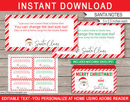 Three different styles of letters to santa, each with a matching envelope. Notes From Santa Template And Matching Printable Envelope Christmas