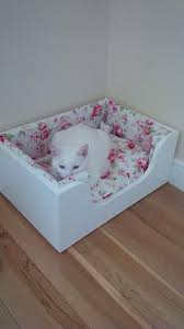 Luxury Wood Pet Bed Cat Bed Handmade With Cath Kidston Design Rosali Cushions Pet Beds Cat Cat Bed Kitten Beds