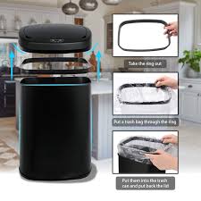 Target.com has been visited by 1m+ users in the past month Buy Hcb Trash Can Automatic Waste Bin Mute Metal Garbage Can With Lid Stainless Steel 13 Gallon 50 Liter For Kitchen Office Bedroom Bathroom Living Room Black Online In Turkey B08x1hvynm