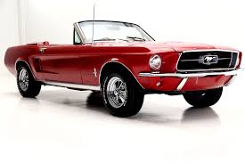 Candy apple red with black interior. 1967 Ford Mustang Convertible With Factory A C