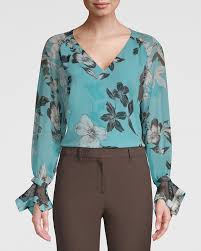 Coloring printed long sleeve blouse. Floral Print Blouse White House Black Market