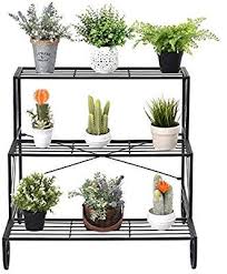 Garden Plant Stand 3 Tier Black Metal Design Storage Organizer Standing Flower Display Rack For Outdoor Decora In 2020 Plant Shelves Outdoor Plant Stand Plant Shelves