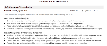 Cyber security specialist with experience in cloud computing and private corporate security systems. Cyber Security Resume The 2021 Guide With 10 Samples Examples
