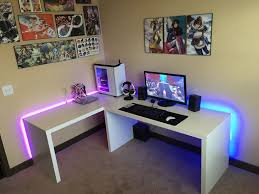Black And White Computer Table Design New Apartment New Setup My Black White Battlestation Gaming Room Setup Room Setup Game Room Design