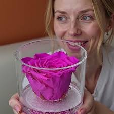 Premium-rose.com Box Tondo con Rosa azzzurra stabilizzata Profumata, in  plexiglass Trasparente da 9cm con Rosa Celeste Vera Eterna