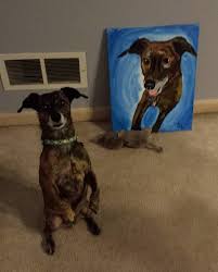 Painting With A Twist Skippack Pa Ace S Reaction To The Portrait That His Human Mommy Painted For Him This Week At Paint Paint Your Pet Friend Painting Dogs