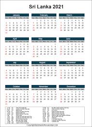Download a free yearly calendar for microsoft excel® that displays moon phases. Sri Lanka Calendar 2021 With Holidays Free Printable Template Printable The Calendar