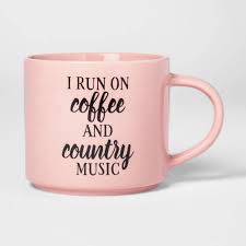 16oz Porcelain Texas I Run On Coffee And Country Music Mug Pink Threshold Pink Coffee Mugs Coffee Gifts Happy Coffee