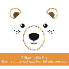 Download Bear Face Machine Embroidery Designs 810162 Designs Design Bundles