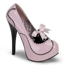 Pleaser Bordello Teeze-01 - Baby Pink-Black Patent in Sexy Heels &  Platforms - $51.03