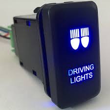 Vodool 12 24v Laser Push Button Rocker Toggle Switch Blue Led Bar Light Auto On Off Single Button Switch For Toyota C Led Light Bars Bar Lighting Toggle Switch