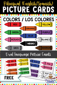 Colors Bilingual Picture Cards English Spanish Dual Language Classroom Spanish Flashcards English Flashcards