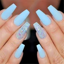 Fascinating Matte Coffin Acrylic Nails Spring Nails Acrylic Nails Coffin Nails Matte Coffin Acryli Blue Glitter Nails Blue Coffin Nails Coffin Nails Glitter