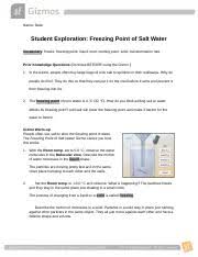 Does salt affect the temperature of water? Freezingsaltwaterse Name Date Student Exploration Freezing Point Of Salt Water Vocabulary Freeze Freezing Point Liquid Melt Melting Point Solid Course Hero