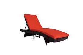 Cheap Jetime Outdoor Brown Rattan Lounge Chair Woven Wicker Portable Chaise Couch Furniture Ajustable Sunbed Garden Couch 4 Color Cushion With Orange Cushion Patio Chaise Lounge Patio Chaise Couch With Chaise