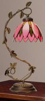 Tiffany Style Pretty In Pink Floral Stained Glass Table Lamp New Stained Glass Lamp Shades Glass Table Lamp Stained Glass Lamps