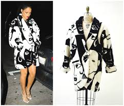 Black And White Coat Vintage Faux Fur Jacket Coat Vintage Donny Brook Black White Fur Rihanna Art Deco Picasso Faces Coat By Hookedonhoney Faux Fur Jacket Coat Faux Fur Jacket Coat