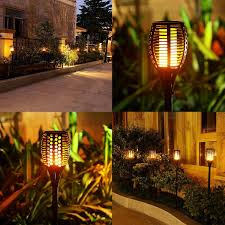 Solar Torch Lights Balight Dancing Flame Lighting 96 Led Flickering Tiki Torches Waterproof Wireless Outdoor Light For Patio Garden Path Yard Wedding Party Bla Patio Lighting Torch Light Outdoor Lighting