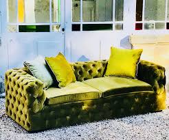 Canape Castille Capitonne Velours Vert Canape En U Canape Haut De Gamme Canape Velours