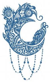 Fairy on the moon embroidery pattern. Strange Moon Embroidery Design