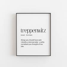 Treppenwitz German Gift Birthday Present For Dad Christmas Stocking Stuffer Witty Humor Print Office Decor Wall Art Living Room Jokes German Gifts Birthday Presents For Dad One Word Quotes