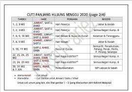 Dalam artikel ini, kami kongsikan kalender 2020 serta senarai cuti umum sepanjang tahun 2020. Cuti Panjang Hujung Minggu Tahun 2020 Terengganu Voice Facebook