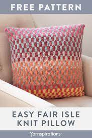 Dig into the technique (and bring on the color) with the below patterns — you can get 'em all totally. Free Easy Fair Isle Knit Pillow Pattern Made With Bernat Pop Yarn Yarnspirations Bernat Bernatpop Sti Strikkeopskrift Pude Pude Ideer Korssting Design