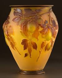 Emile Galle Blowout Overlay Glass Vase Patterned With Lot 70085 Heritage Auctions Glass Art Vase Crafts Glass Art Sculpture