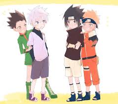 Hxh Naruto Gon Killua Sasuke Naruto Hunter Anime Anime Crossover Naruto Shippuden Anime