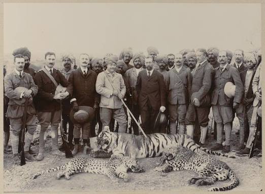 Maharaja Madhavrao II #Scindia hunting tigers with Prince of #Wales during his visit to #Gwalior in 1906. Picture: Herzog & Higgins
