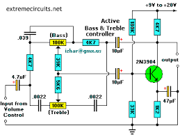 Bass treble tone control circuit diagram. Active Bass Tremble Controller Electronics Lab Com