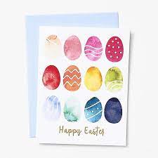 A basket full of love, warm hugs and wishes for your near & dear ones on easter. Watercolor Eggs Easter Card Paper Source