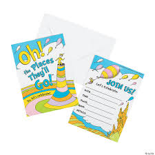 One of the best ways to ask for money instead of gifts is through invitation cards. Dr Seuss Oh The Places They Ll Go Invitations Oriental Trading