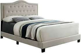 Upholstered Platform Bed With Tufted Headboard Wood Slat Support Queen Size Upholstered D In 2020 Fabric Bed Frame Upholstered Platform Bed Tufted Headboard Bedroom