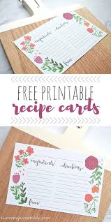 Floral Printable Recipe Cards The Humming Homebody Recipe Cards Template Food Printables Printable Recipe Cards