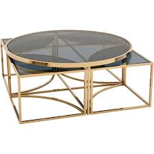 Bergen Hollywood Gold Blue Glass Nesting Round Coffee Table 2 814 Liked On Polyvore Featur Gold Coffee Table Gold Nesting Coffee Table Coffee Table Square