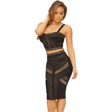 Black Leatherette 2pcs Bandage Dress Laveliq Sale Bandage Dresses Online Bandage Dress Bandage Dress Bodycon