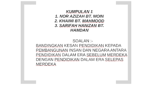 13 maret 2020 16:19 diperbarui: Pembangunan Insan Dan Negara Selepas Merdeka By Sarifah Hamdan