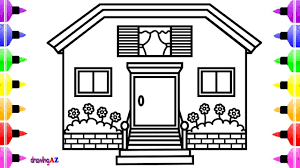 Download and print these house pictures for kids coloring pages for free. How To Draw House For Kids House Coloring Page For Children With Colored Marker Coloring Pages For Kids House Colouring Pages Coloring Pages