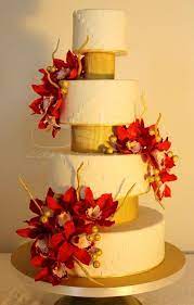 Red Red Orchids Celebrity Wedding Cake Orchid Cake Bridal Shower Sweets Floral Wedding Cakes