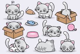 Premium Vector Clipart Kawaii Cats Cute Cats Clipart Set High Quality Vectors Instant Download Kawaii Clipart Cat Clipart Kawaii Drawings Kawaii Cat