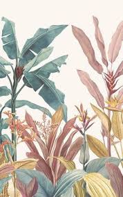 Papier Peint Vintage Avec Plantes Tropicales Murals Wallpaper Fr Minimalist Wallpaper Mural Wallpaper Plant Wallpaper