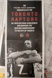 Titan newspaper titan newspaper is the largest sports newspaper in east asia. Golden State Congratulates Raptors On Nba Title With Full Page Newspaper Ad The Globe And Mail