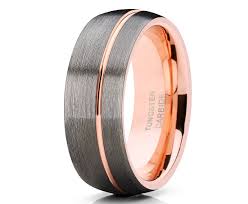 Gunmetal Tungsten Wedding Band Men S Rose Gold Tungsten In 2020 Mens Wedding Bands Tungsten Rose Gold Tungsten Ring Gold Tungsten Ring