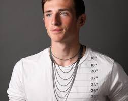 Mens Necklace Rustic Square in Solid Sterling Silver