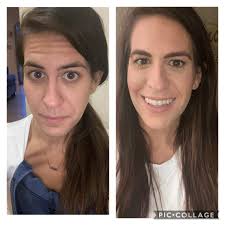 First attempt yesterday with my new makeup. Love how it hides my red cheeks  but still looks light and natural. The contouring still scares me but I'll  keep trying 🤗