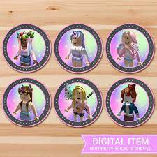 Camisetas de calidad para niños del tema roblox hechas por artistas y diseñadores independientes de todo el mundo. Girl Roblox Cupcake Toppers Pink Roblox Stickers Roblox Etsy