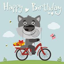 Découvrez des centaines de cartes d'anniversaire. Bon Anniversaire Loup Drole Sur Le Velo Avec Des Cadeaux Carte Peintures Murales Tableaux Carte D Anniversaire Joyeux Anniversaire Loup Myloview Fr