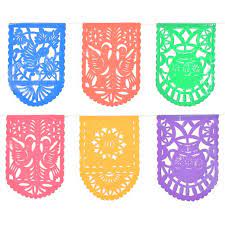 Mexican papel picado centerpiece flags, set of 12. Papel Picado Mexican Party Flags Fiesta Party Supplies
