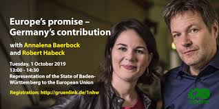 From wikipedia, the free encyclopedia. Europe S Promise Germany S Contribution Debate With Annalena Baerbock And Robert Habeck 1 October 2019 13 00 14 30 Representation Of The State Of Baden Wurttemberg To The European Union Sven Giegold Mitglied Der Grunen Fraktion Im